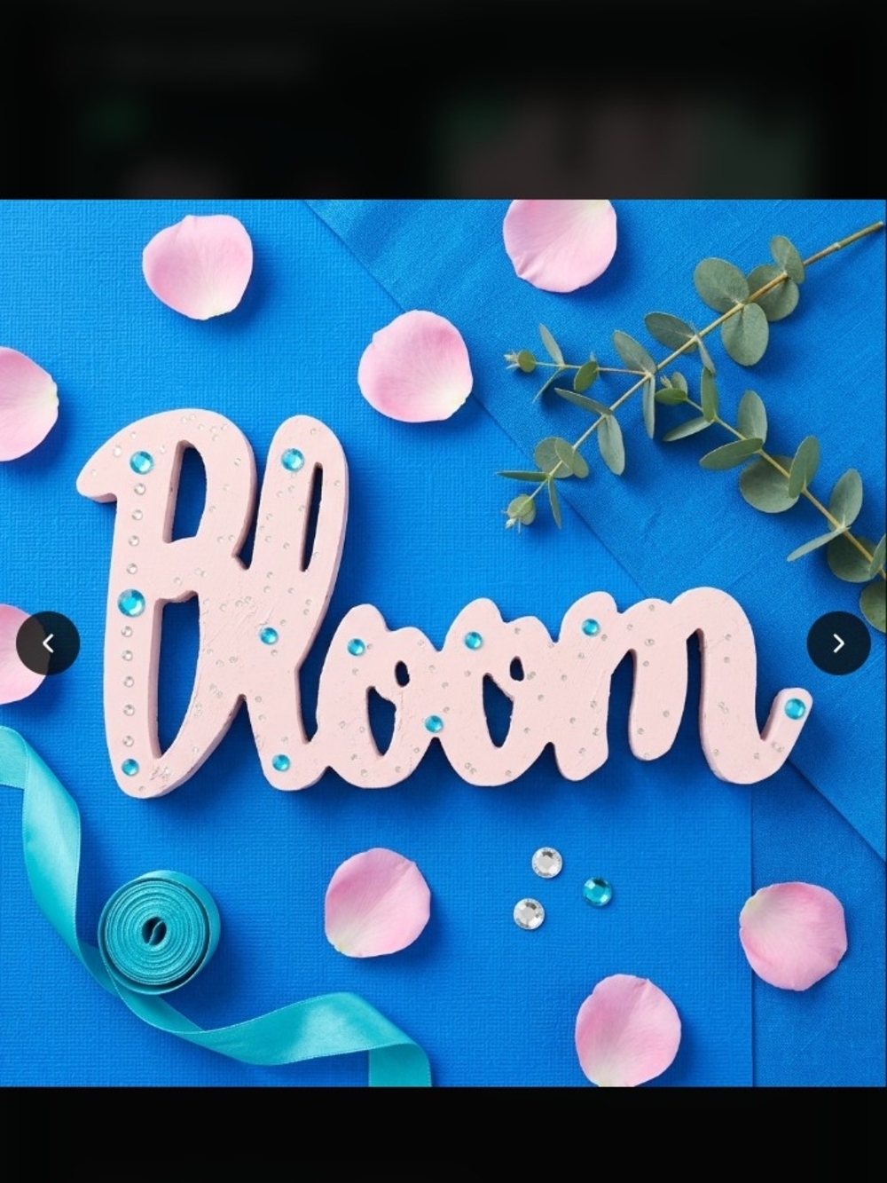 Custom Bloom Pink Wood Script Standing Sign with Turquoise And Silver Gems